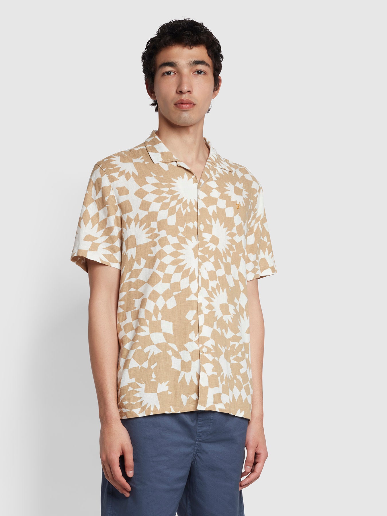 View Farah Rebello Casual Fit Short Sleeve Shirt Beige Mens information