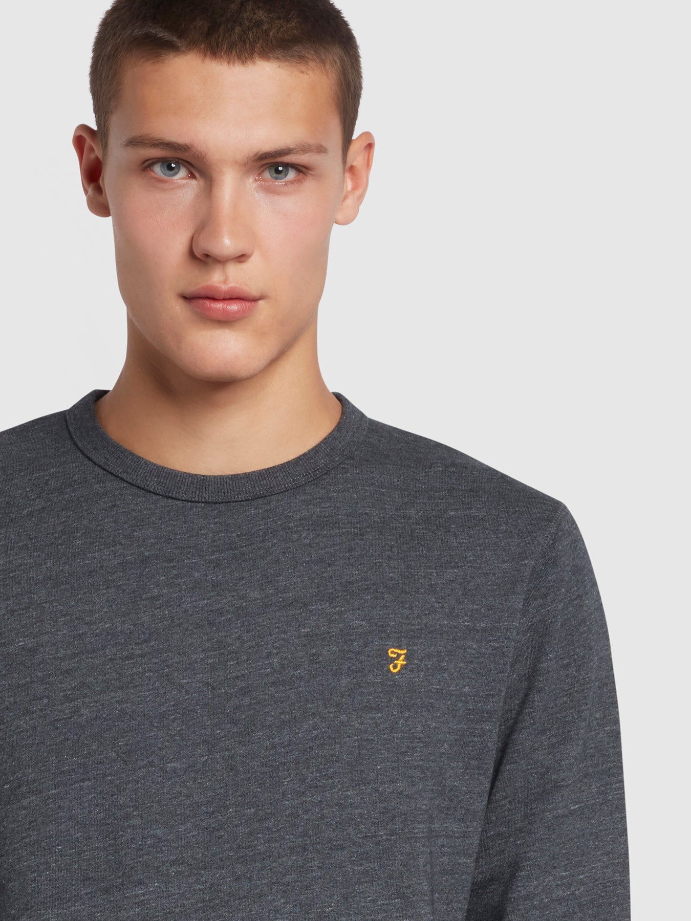 Tim Crew Neck Organic Cotton Sweatshirt In Farah Grey Marl