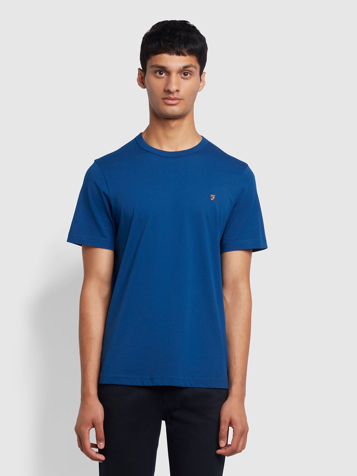 View Farah Danny Regular Fit Organic Cotton TShirt In Blue Peony Blue Mens information