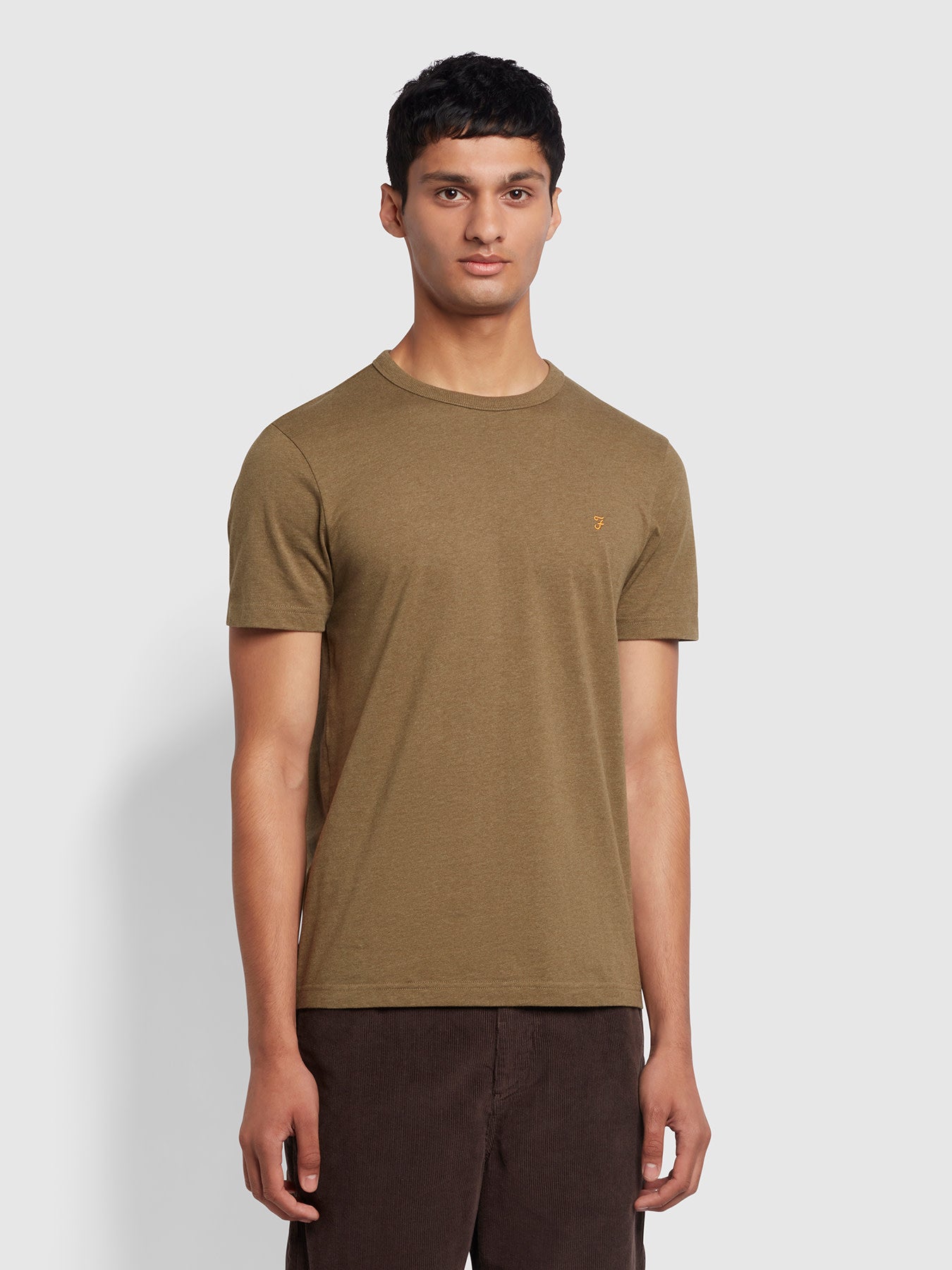 View Farah Danny Regular Fit Organic Cotton TShirt In Green Khaki Marl Green Mens information