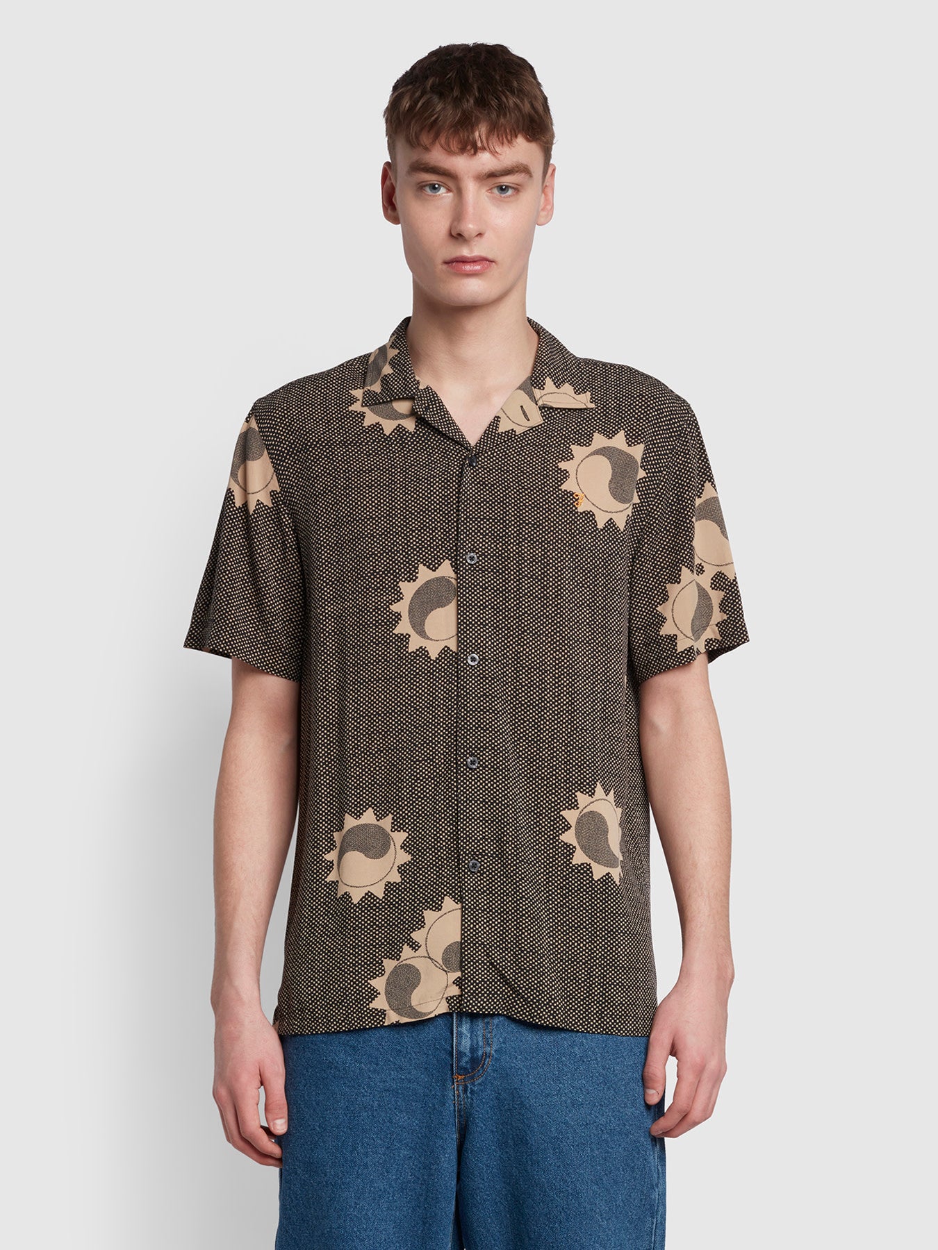 View Parker Printed Casual Fit Short Sleeve Shirt In Brown information