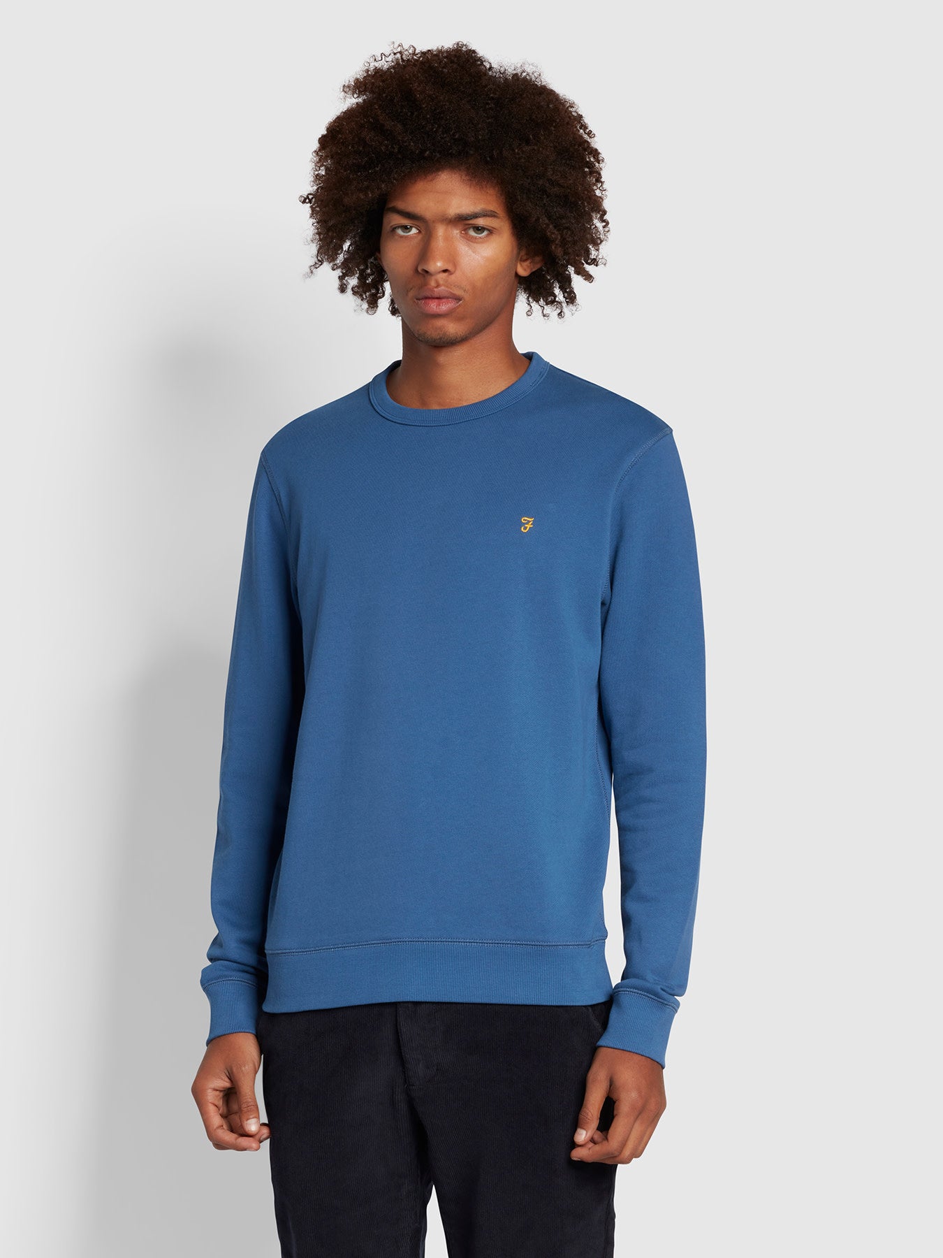 View Tim Slim Fit Organic Cotton Crew Sweatshirt In Steel Blue information