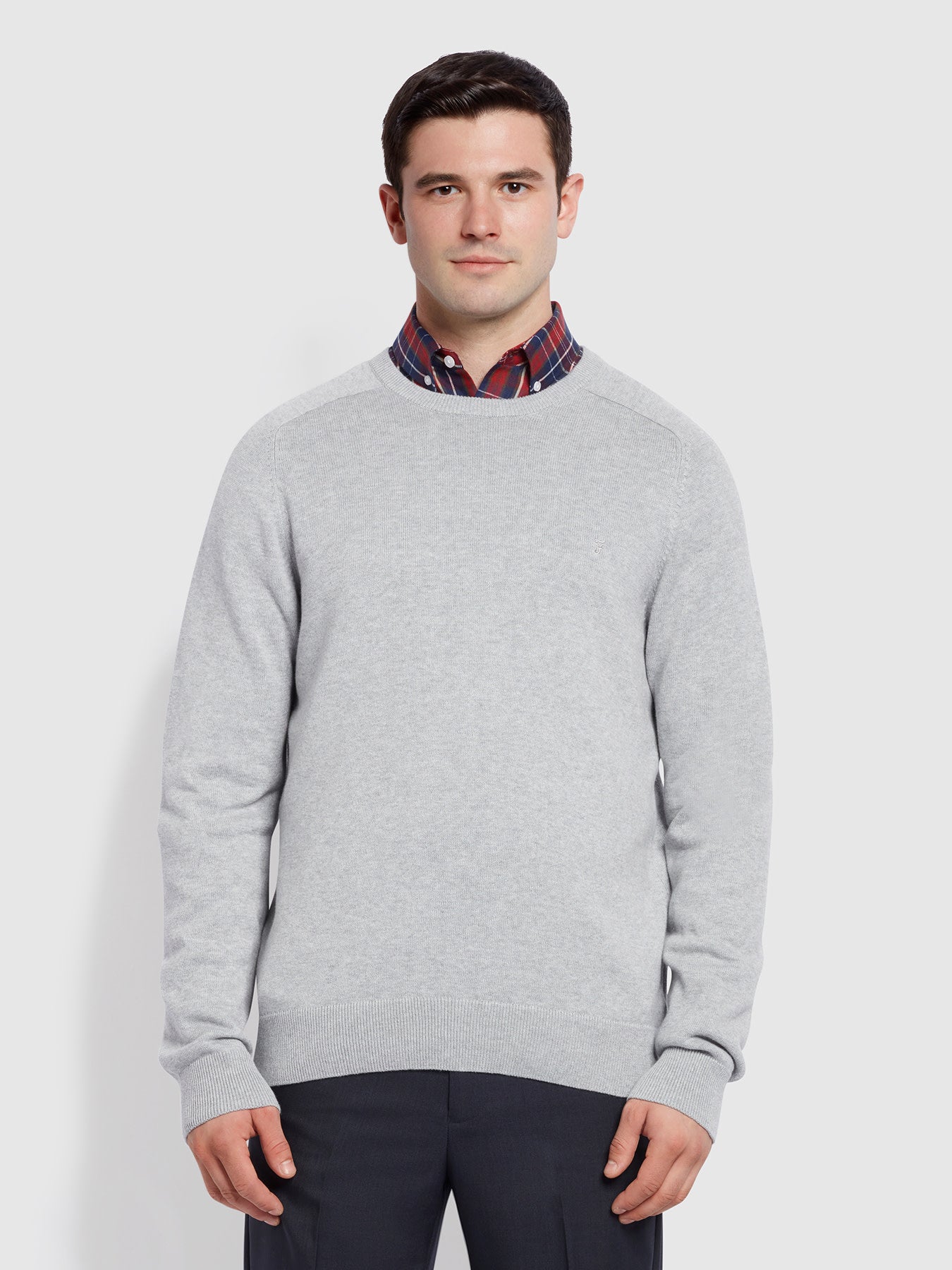 View Stern Modern Fit Organic Cotton Crew Jumper In Grey Marl information