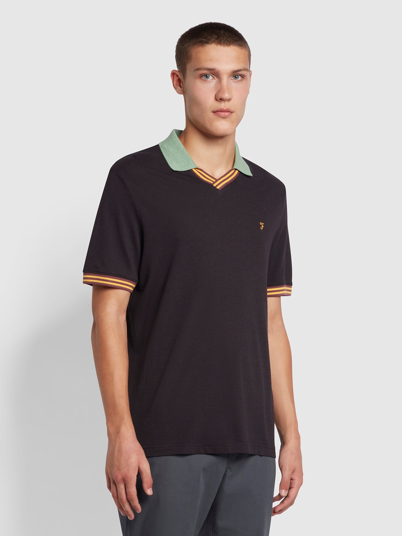 View Farah Aubyn Regular Fit Short Sleeve Polo Shirt Black Mens information