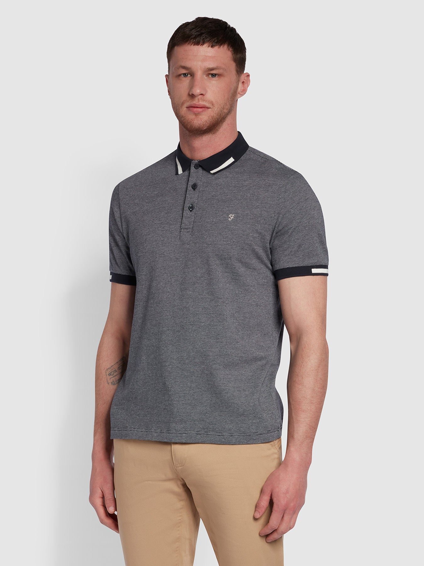 View Lonnie Modern Fit Jaquard Polo Shirt In True Navy information