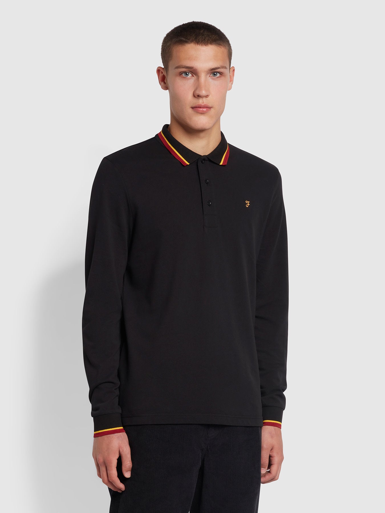 Farah Freddie Slim Fit Organic Cotton Polo Shirt In Black