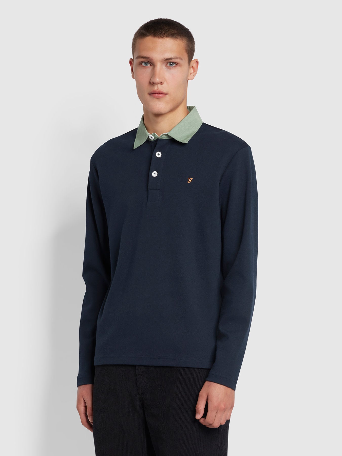 Ward Regular Fit Organic Cotton Rugby Shirt In True Navy