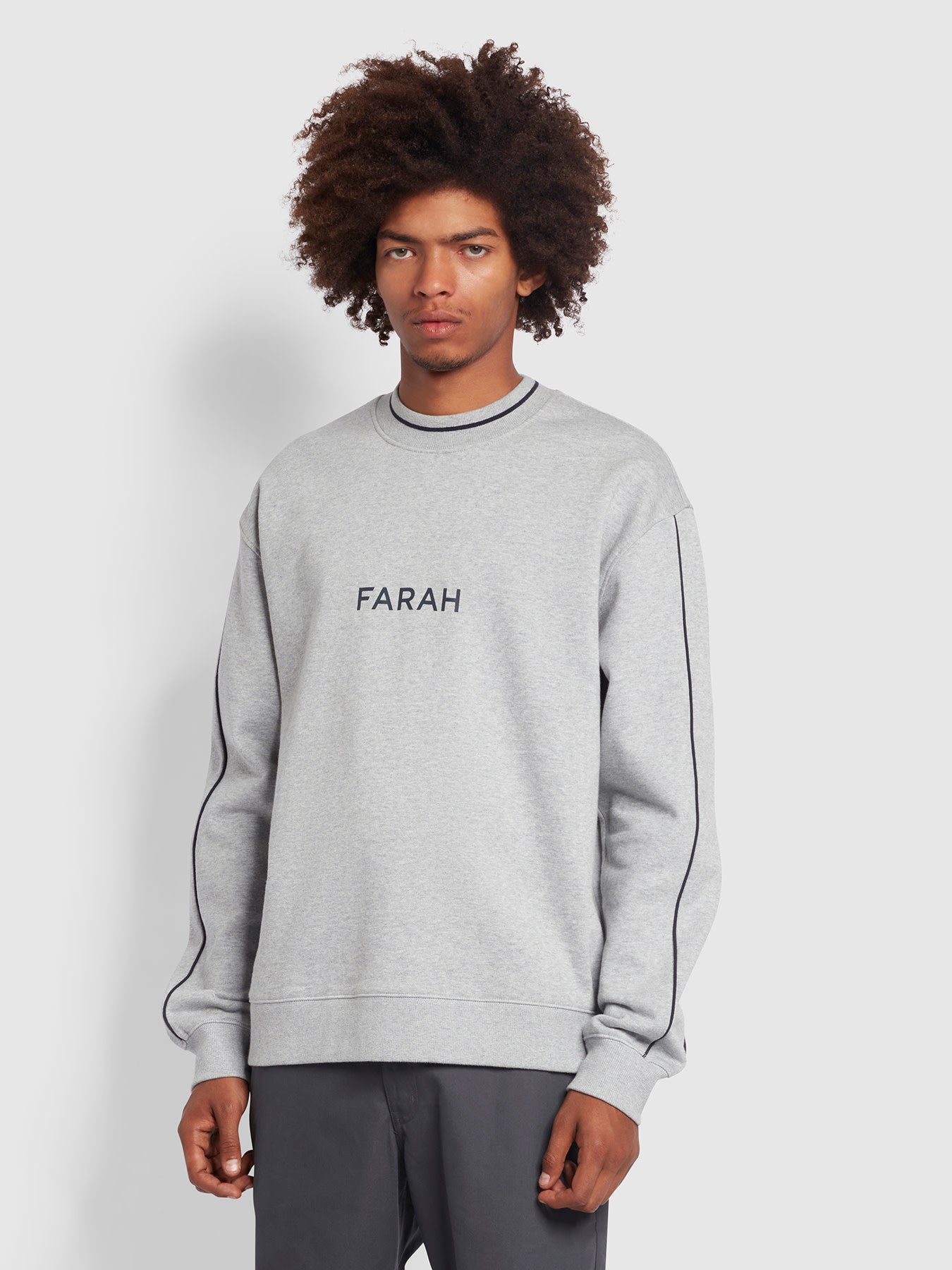 View Farah Courtnell Regular Fit Brushback Sweatshirt In Light Grey Marl Grey Mens information