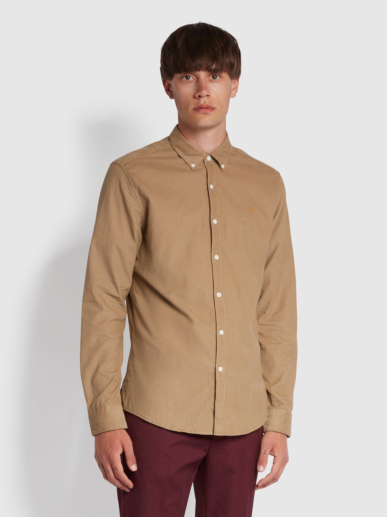 View Fontella Slim Fit Corduroy Shirt In Beige information