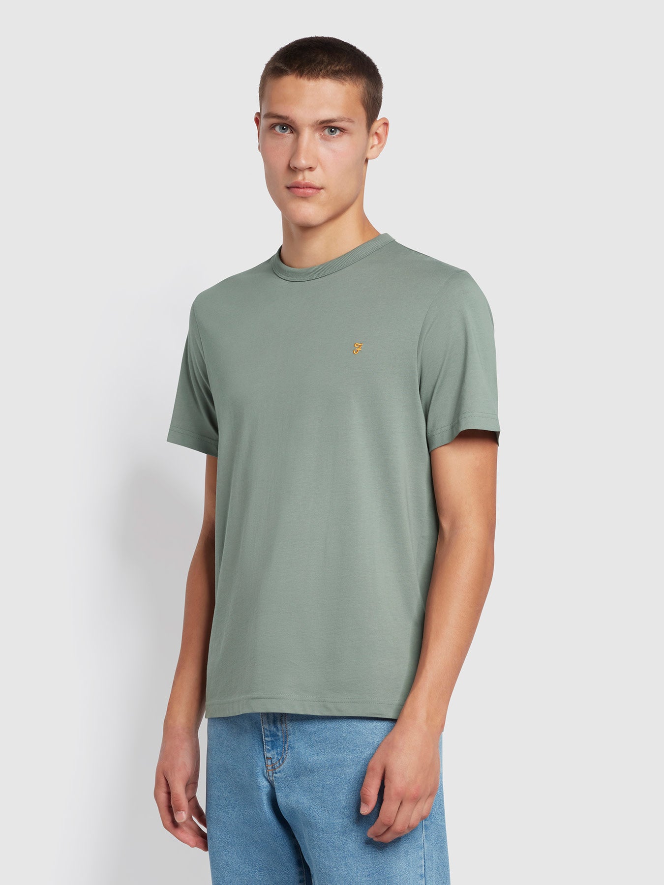 View Farah Danny Regular Fit Organic Cotton TShirt In Battleship Grey Grey Mens information