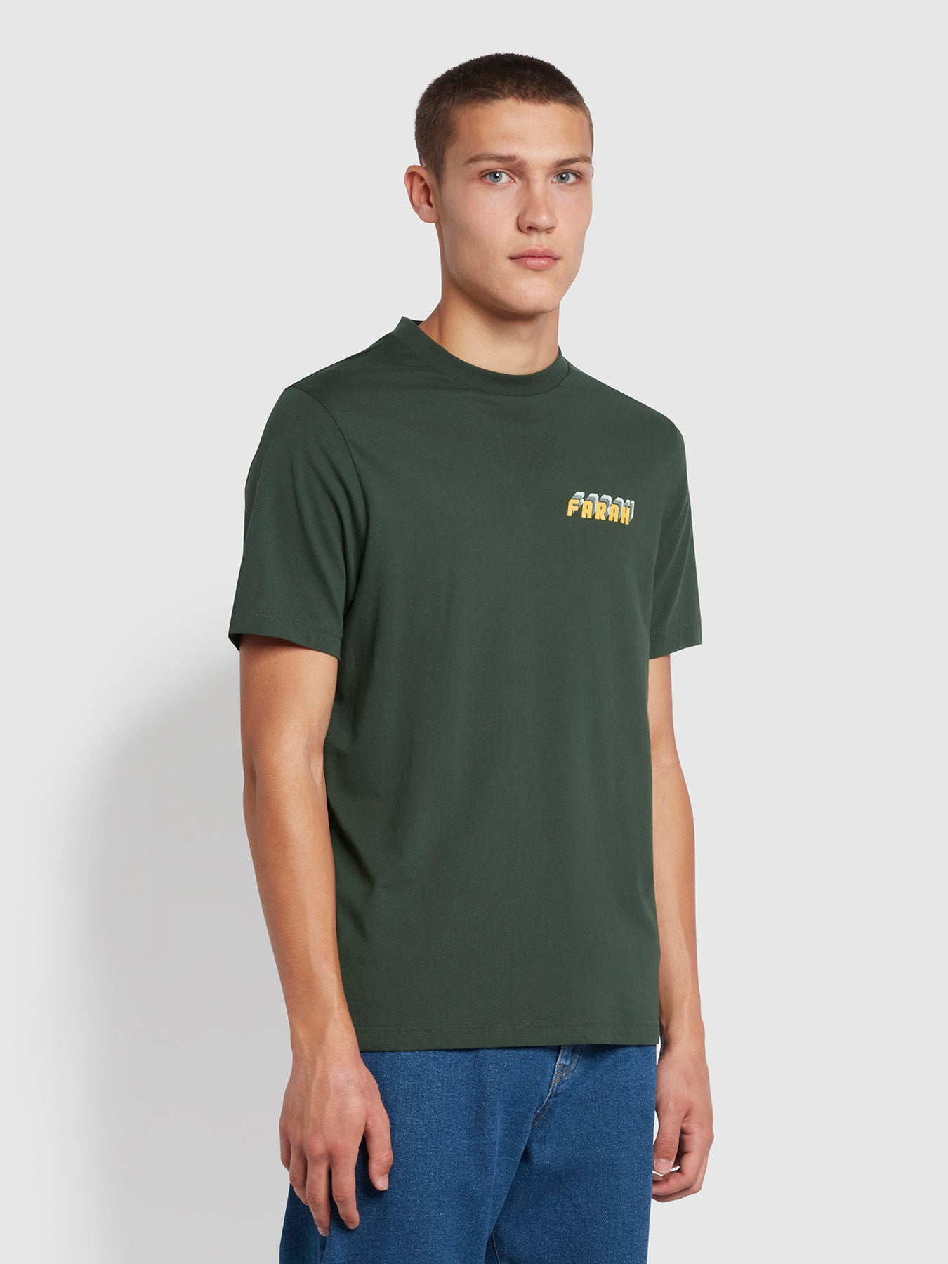 View Vere Regular Fit Organic Cotton Graphic TShirt In Evergreen information