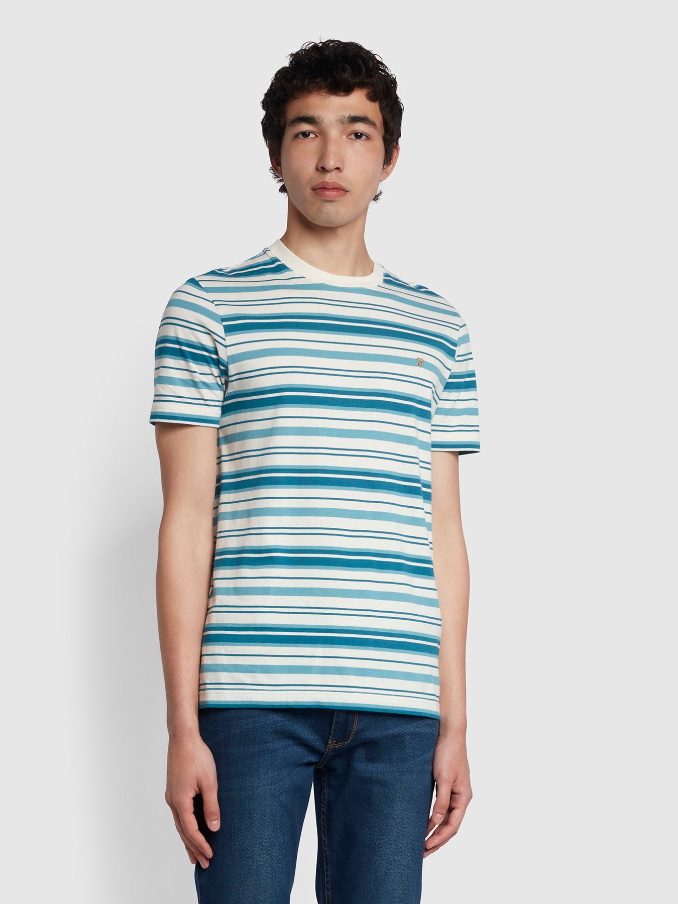 View Farah Archer Slim Fit Short Sleeve TShirt Blue Mens information