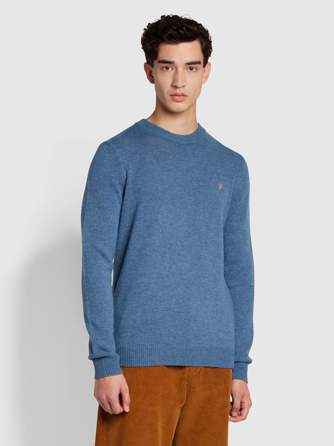 View Birchall Slim Fit Crew Neck Jumper In Steel Blue information