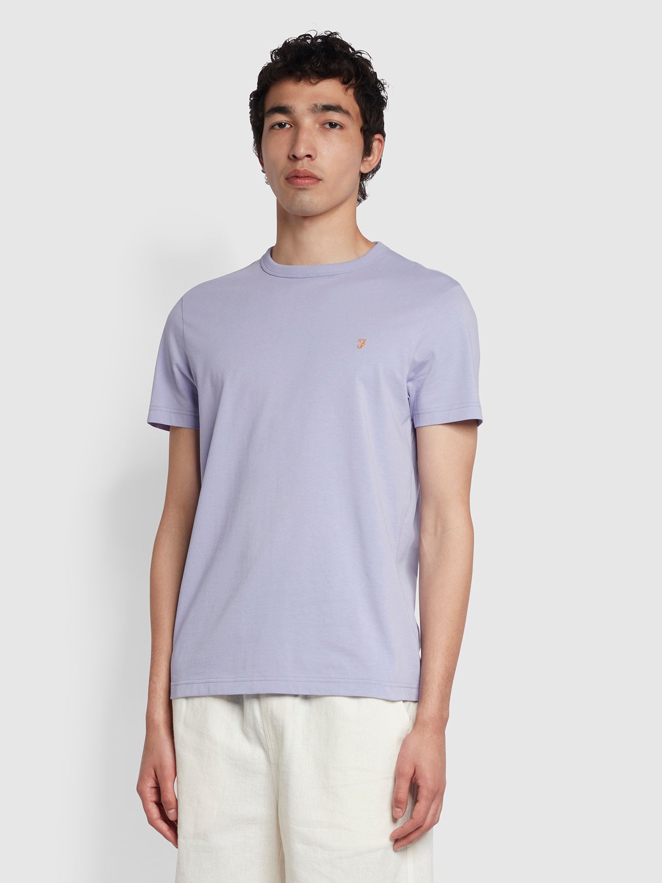 View Farah Danny Slim Fit Organic Cotton TShirt In Dusty Lilac Purple Mens information