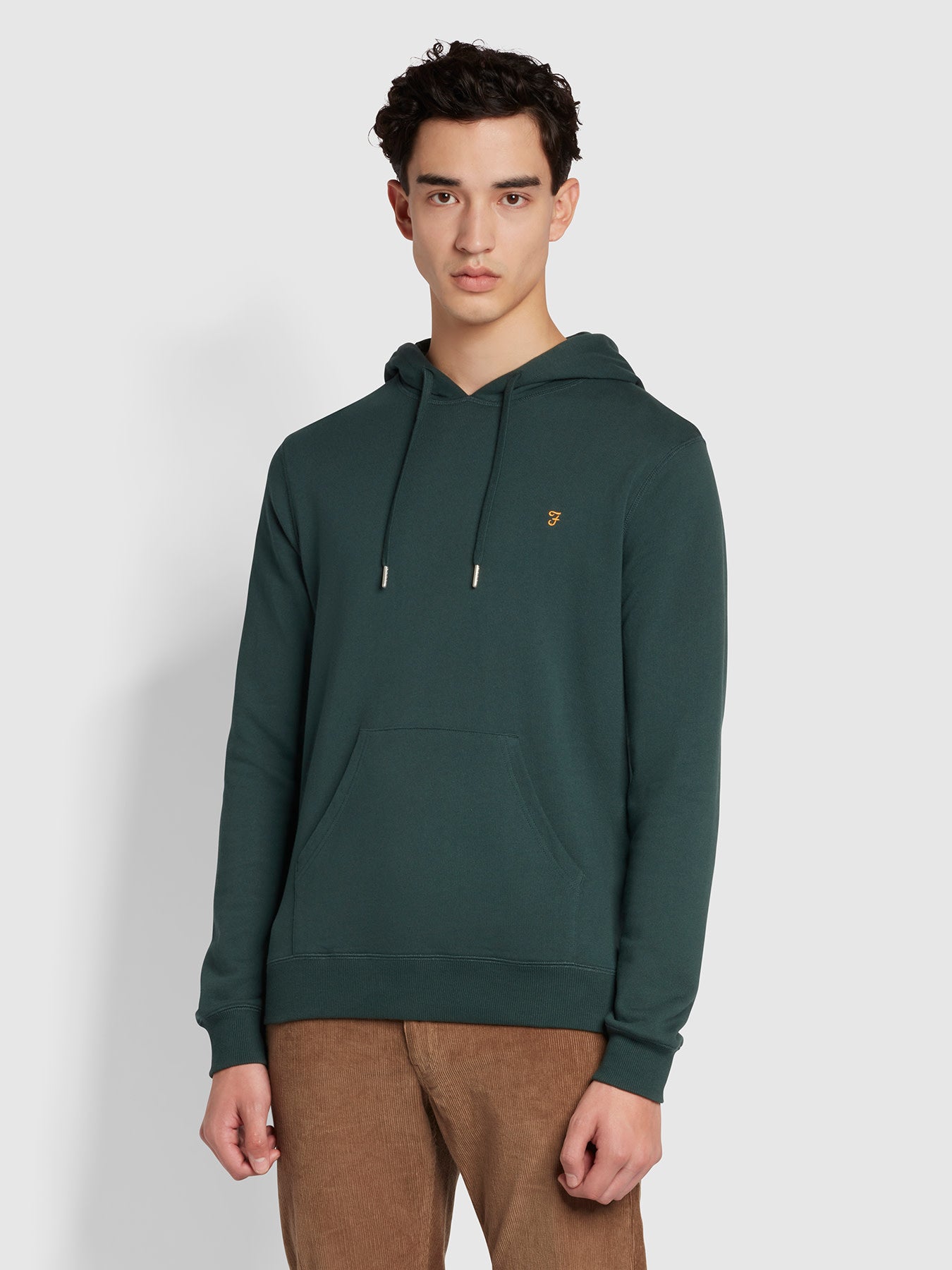 View Farah Zain Slim Fit Organic Cotton Hoodie In Farah Forest Green Green Mens information