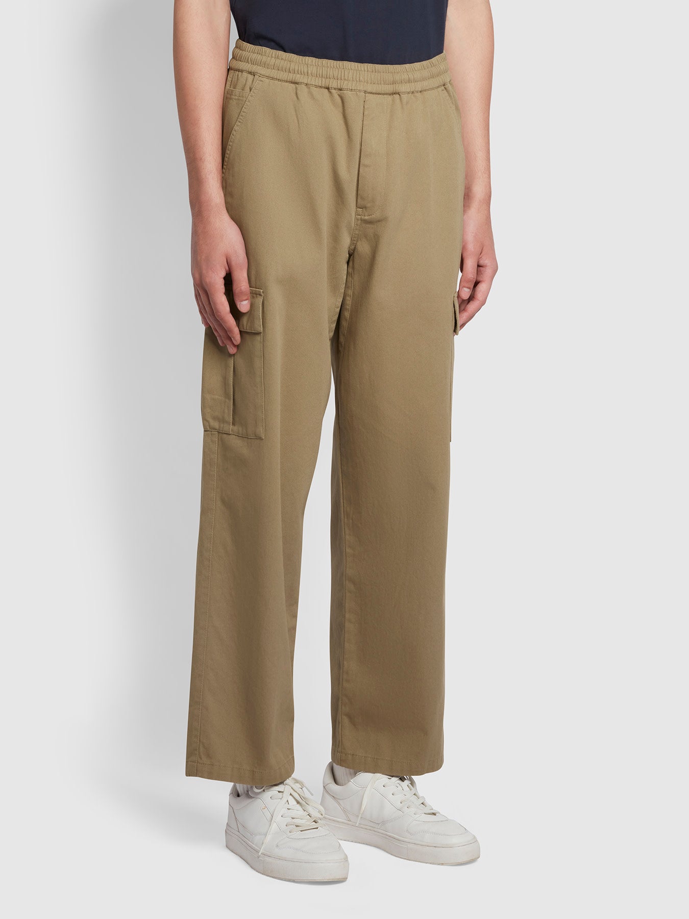 View Greenport Regular Fit Twill Cargo Trousers In Beige information