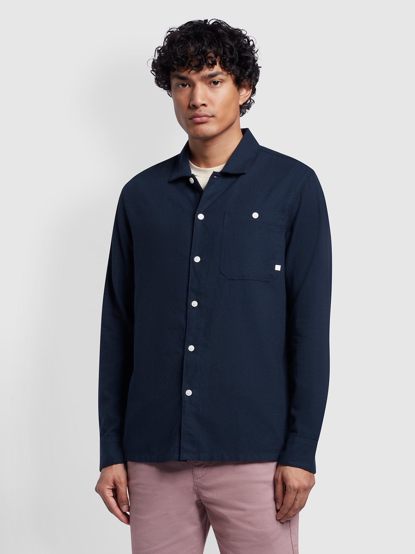View Campbell Casual Fit Organic Cotton Plain Overshirt In True Navy information