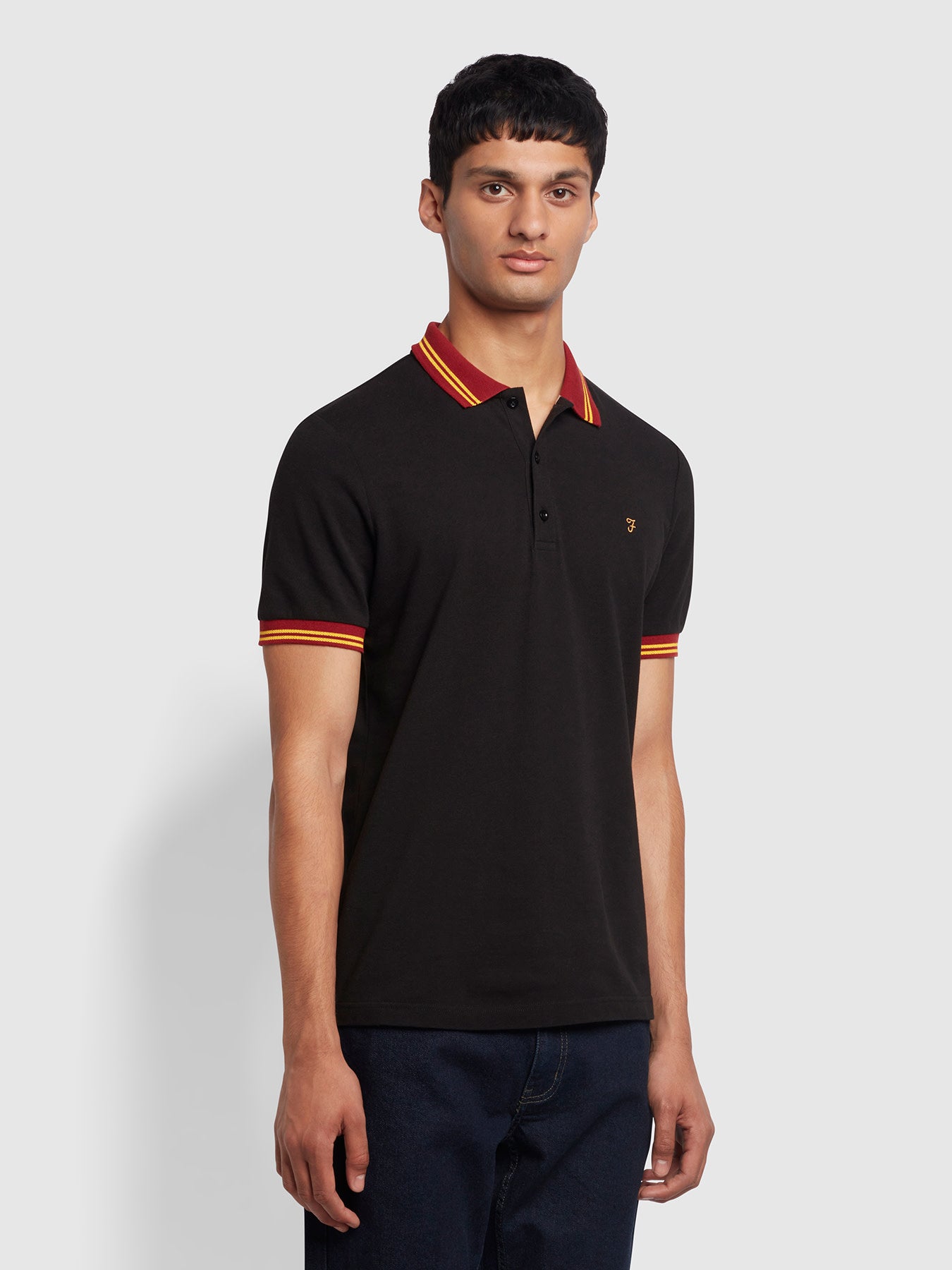 View Stanton Slim Fit Organic Cotton Polo Shirt In Black information