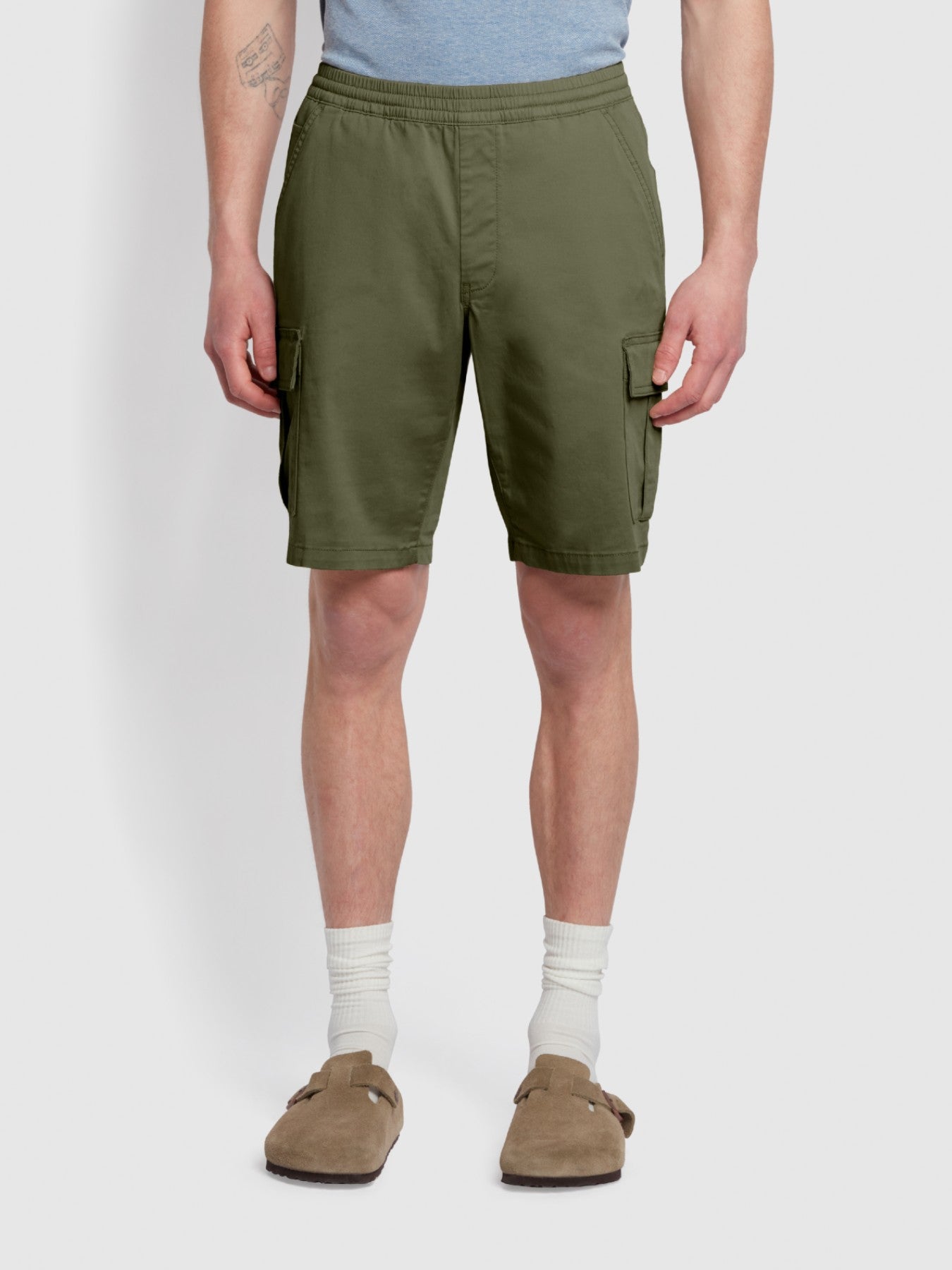 View Farah Crane Regular Fit Twill Cargo Drawstring Shorts In Vintage Green Green Mens information