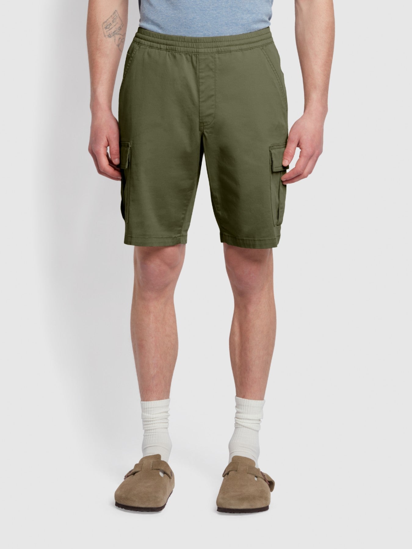 View Crane Regular Fit Twill Cargo Drawstring Shorts In Vintage Green information