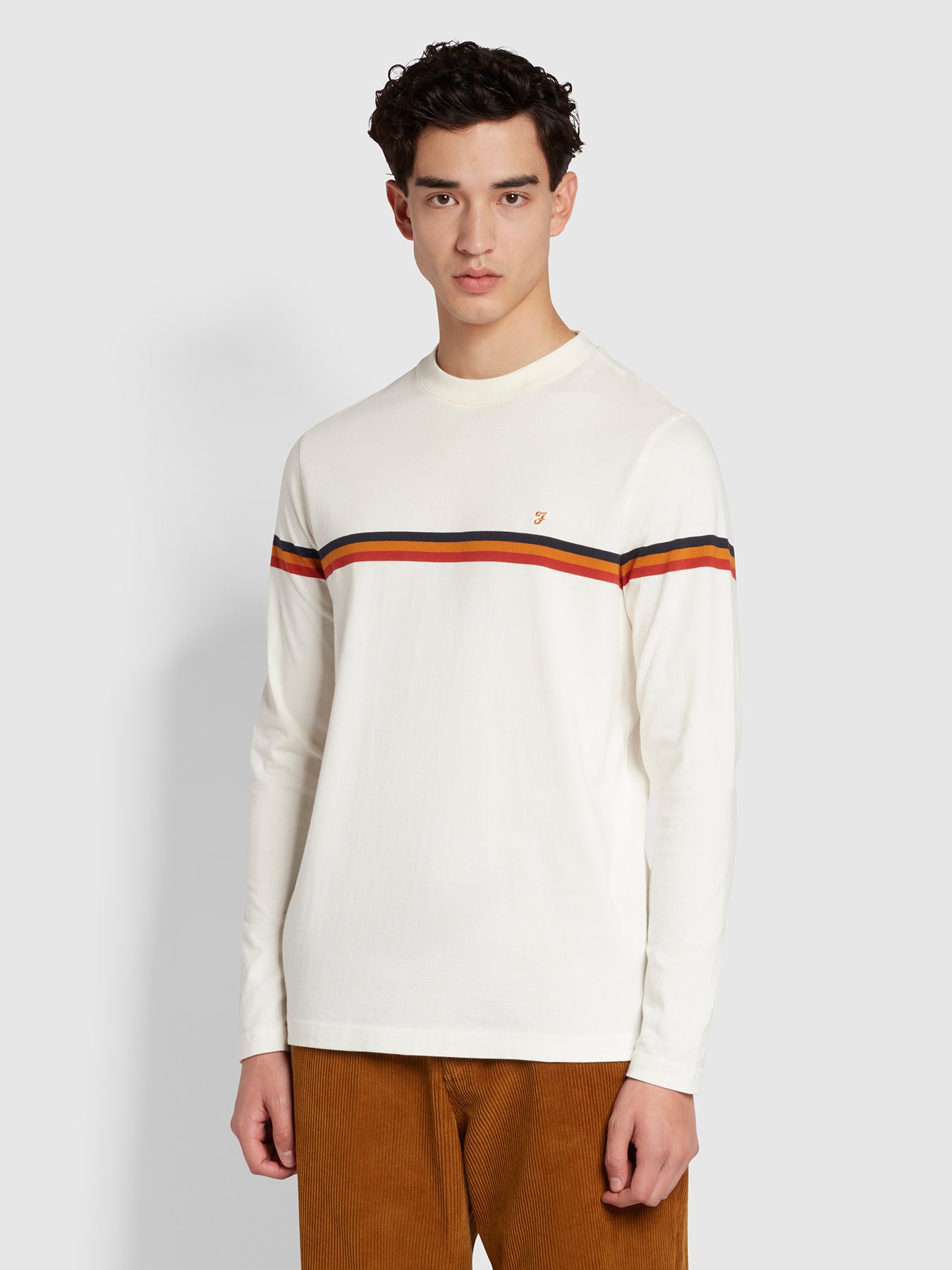 View Farah Russi Regular Fit Long Sleeve TShirt Beige Mens information