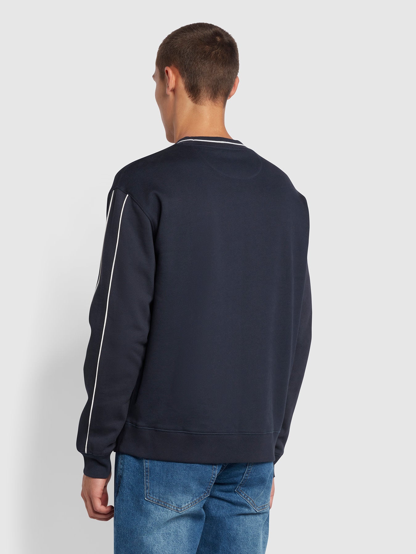 Courtnell Regular Fit Crew Neck Organic Cotton Sweatshirt In True Navy