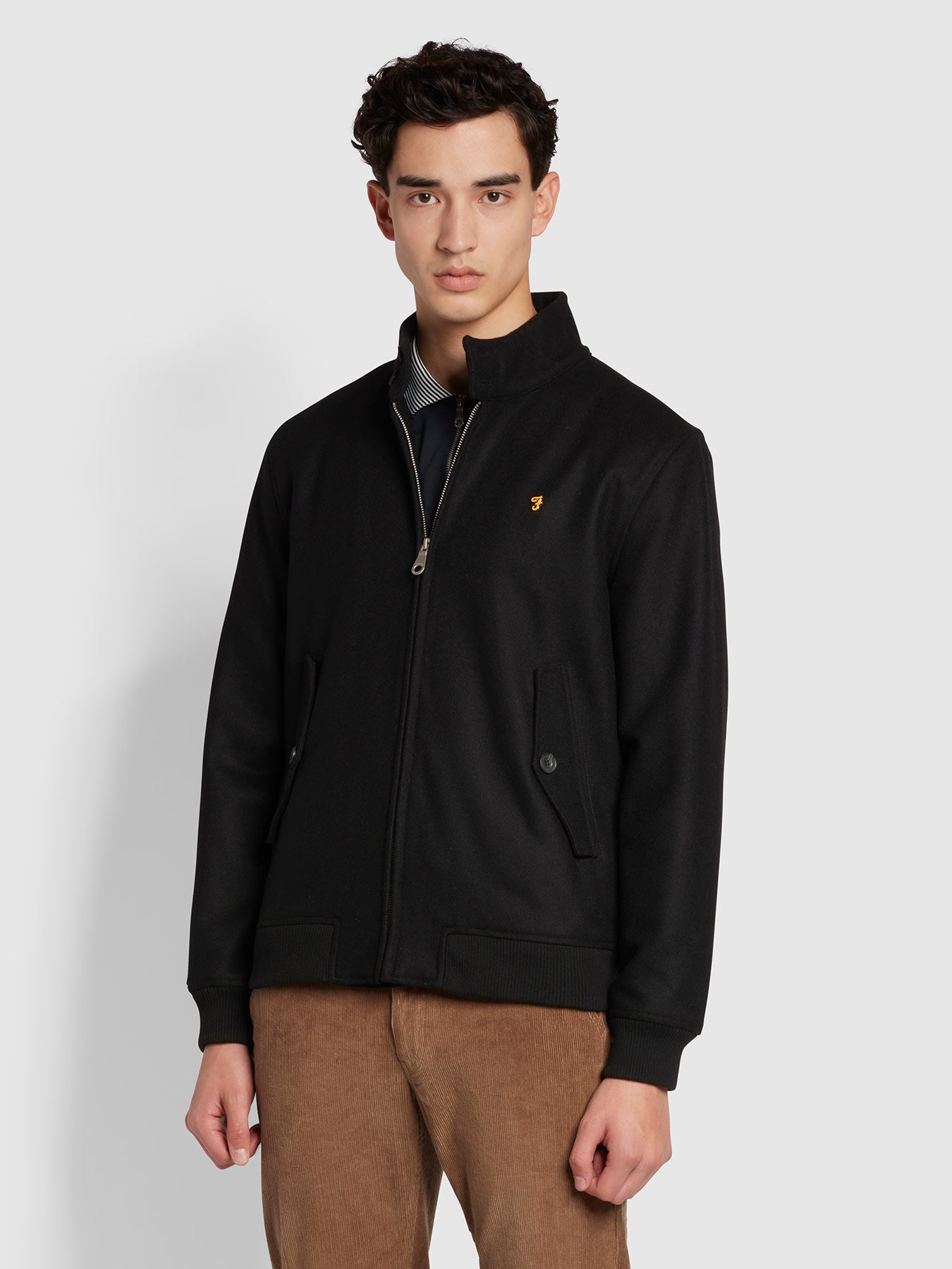 View Oliver Regular Fit Harrington Lined Jacket In Black information