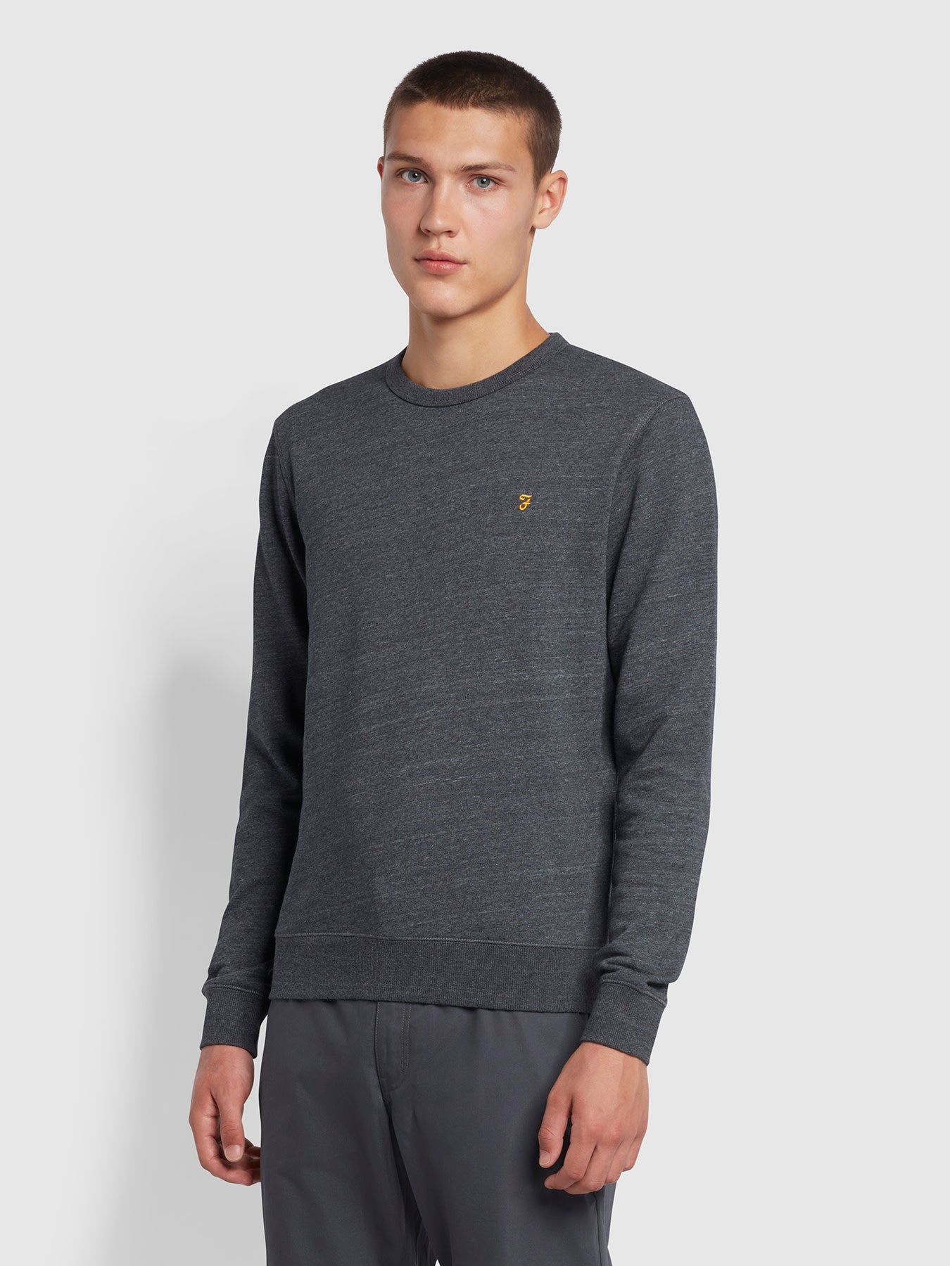 View Tim Crew Neck Organic Cotton Sweatshirt In Farah Grey Marl information