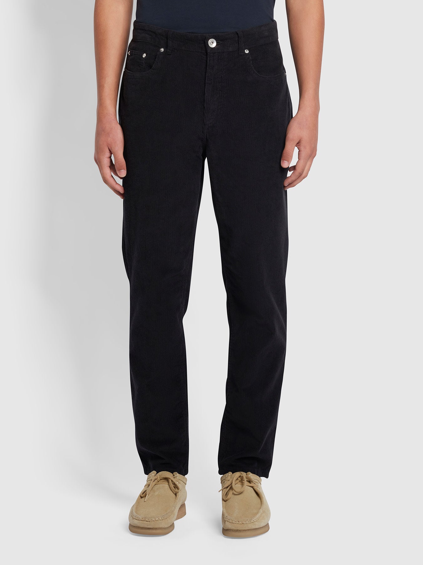 View Rushmore Regular Fit Tapered Corduroy Jeans In Black information