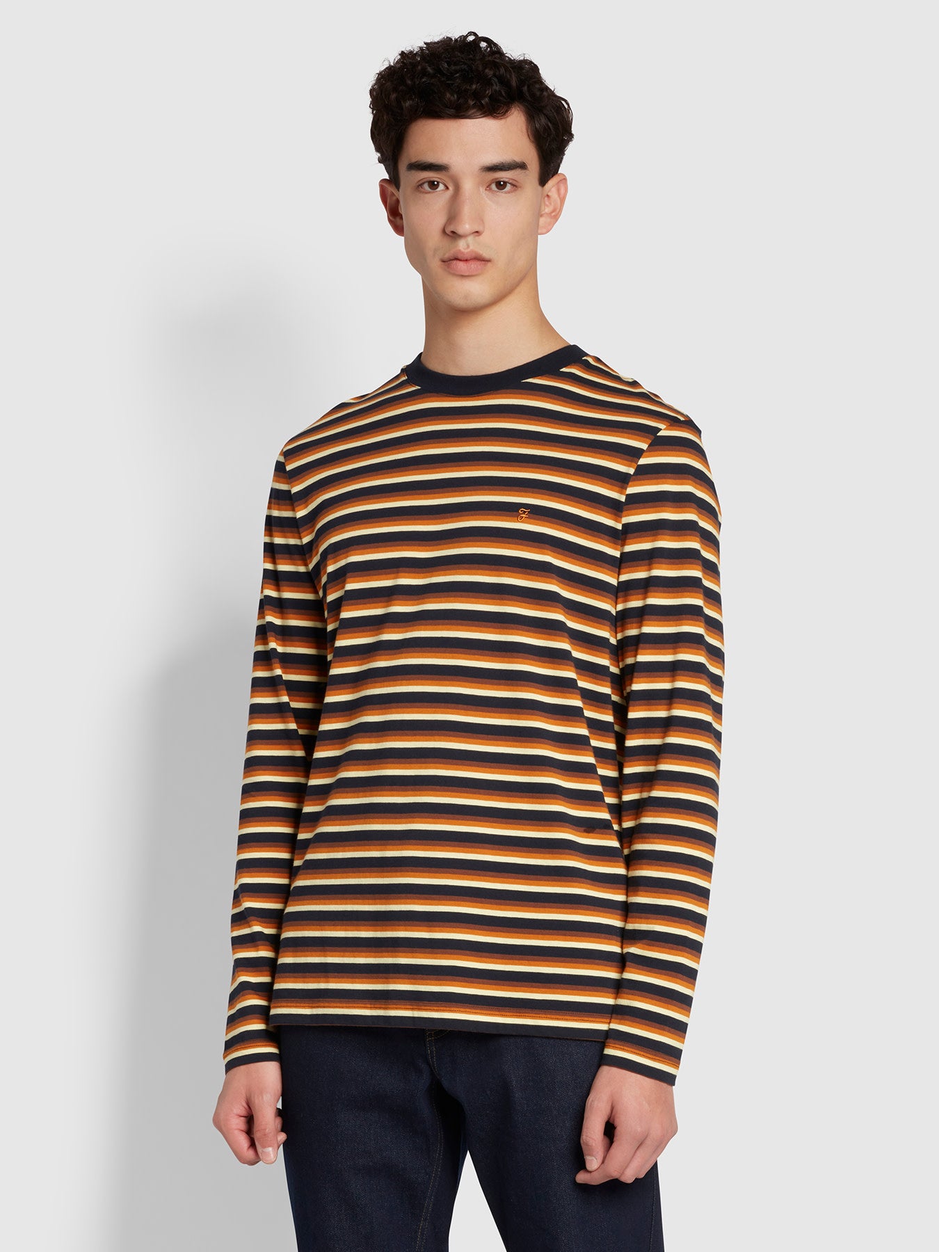 View Hamill Regular Fit Organic Cotton Long Sleeve Stripe TShirt In True N information