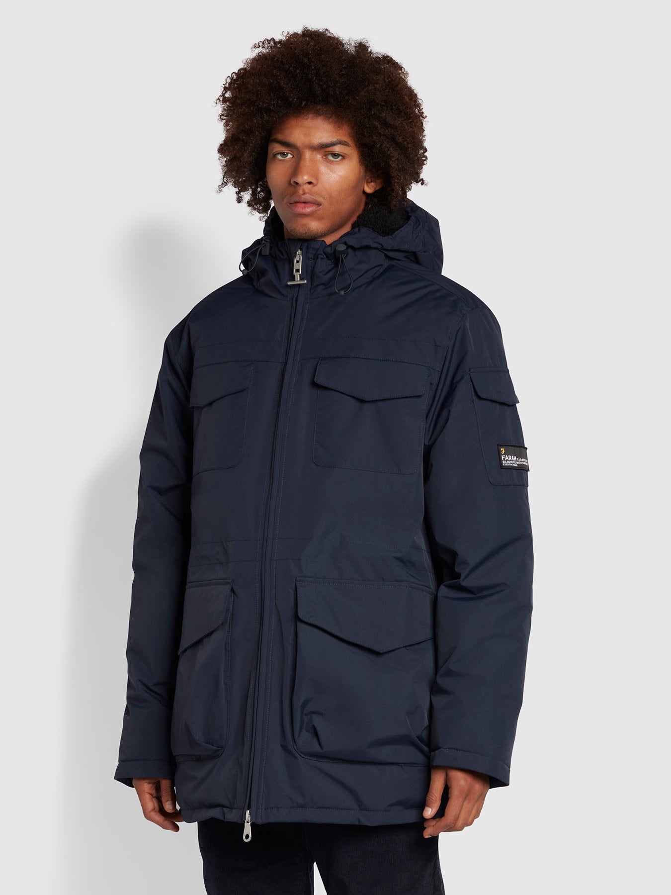 Calgary Regular Fit Parka Jacket In True Navy