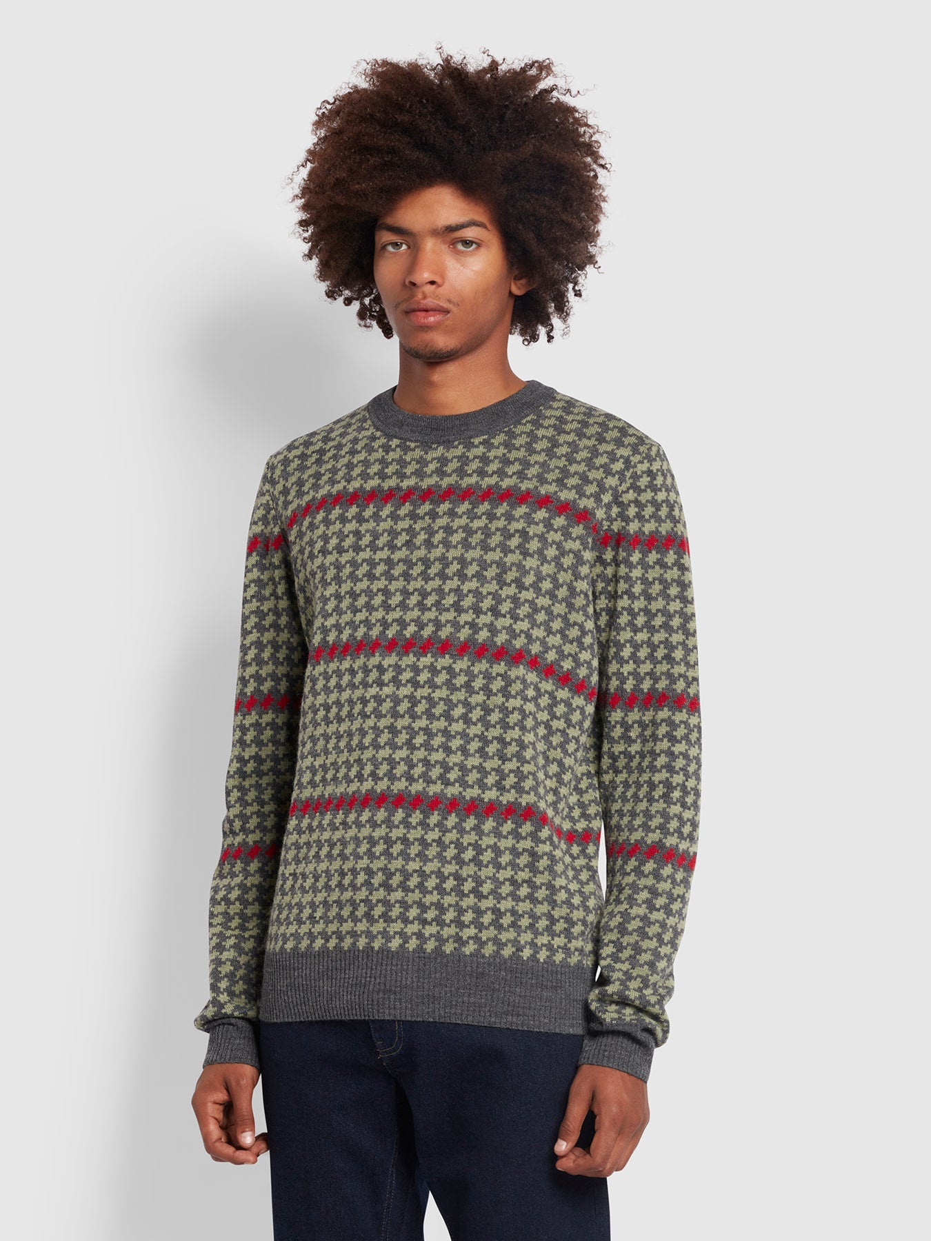 View Jarrett Regular Fit Crew Neck Jumper In Archive Olive Green information