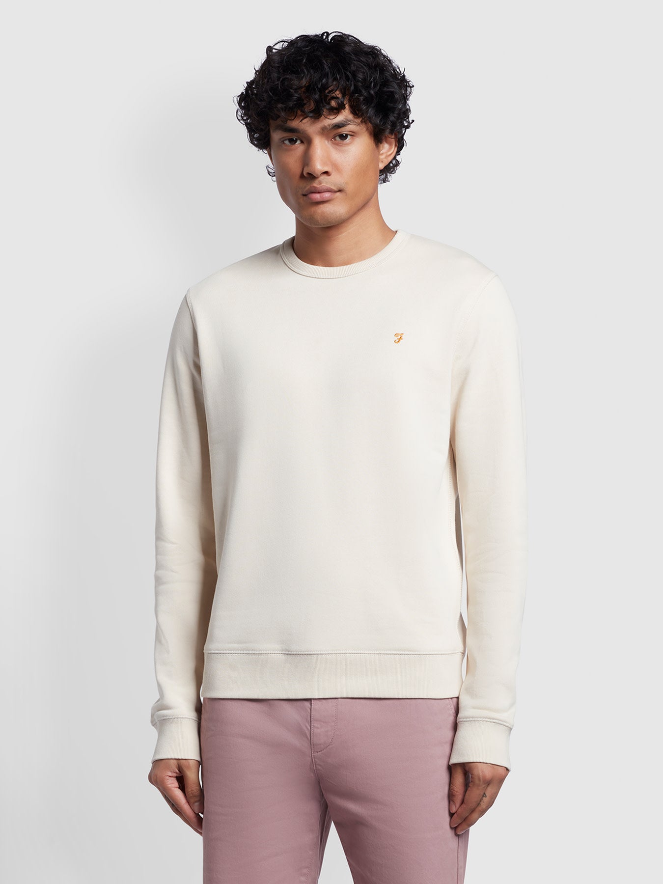 View Tim Slim Fit Organic Cotton Crew Neck Sweatshirt In Fog information