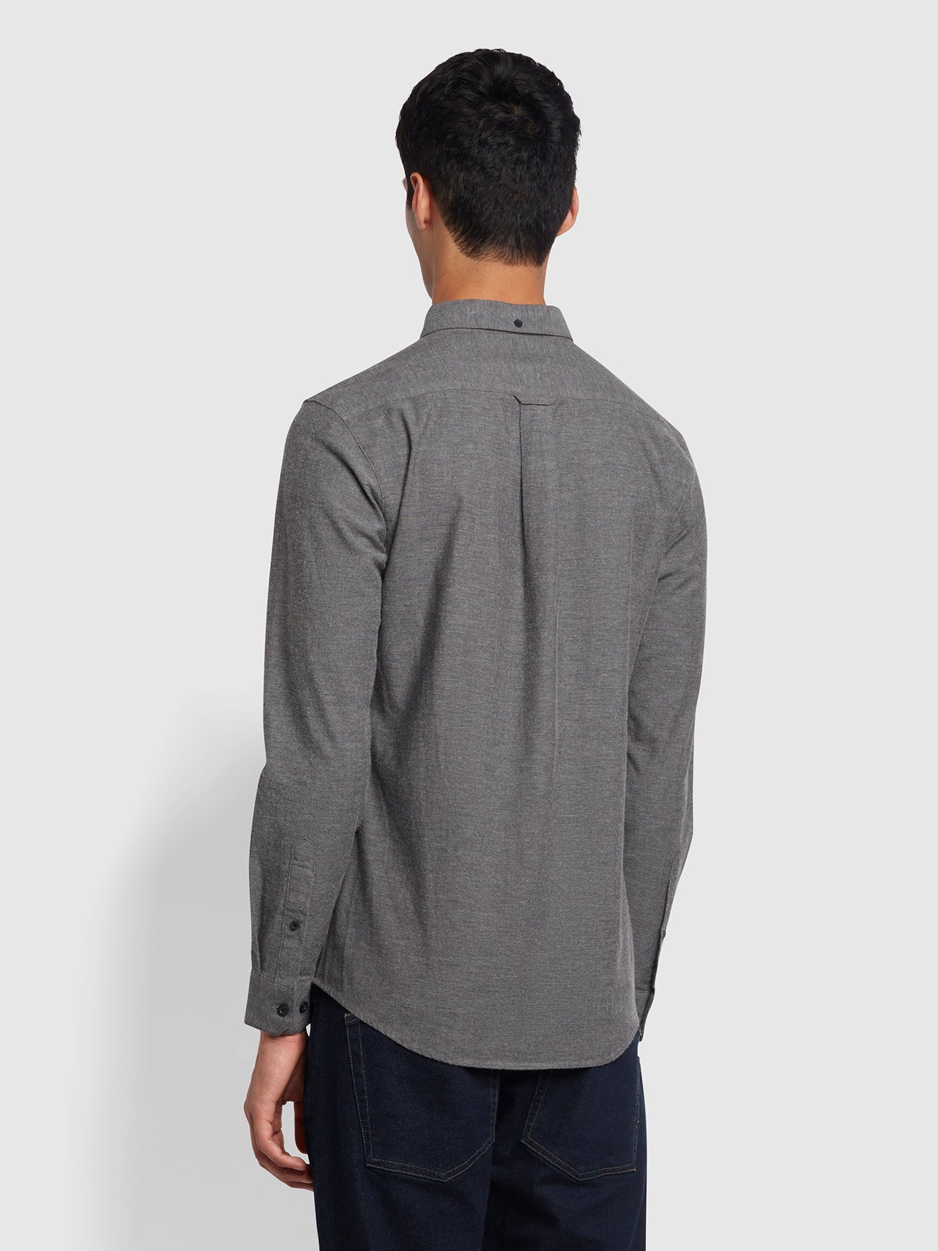 Steen Slim Fit Brushed Organic Cotton Shirt In Farah Grey Marl