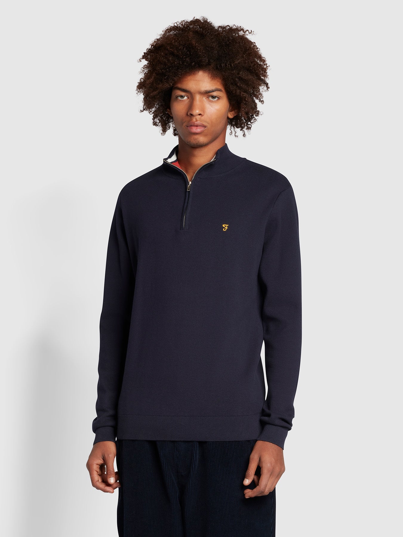 View Louder Slim Fit Quarter Zip Sweatshirt In True Navy information