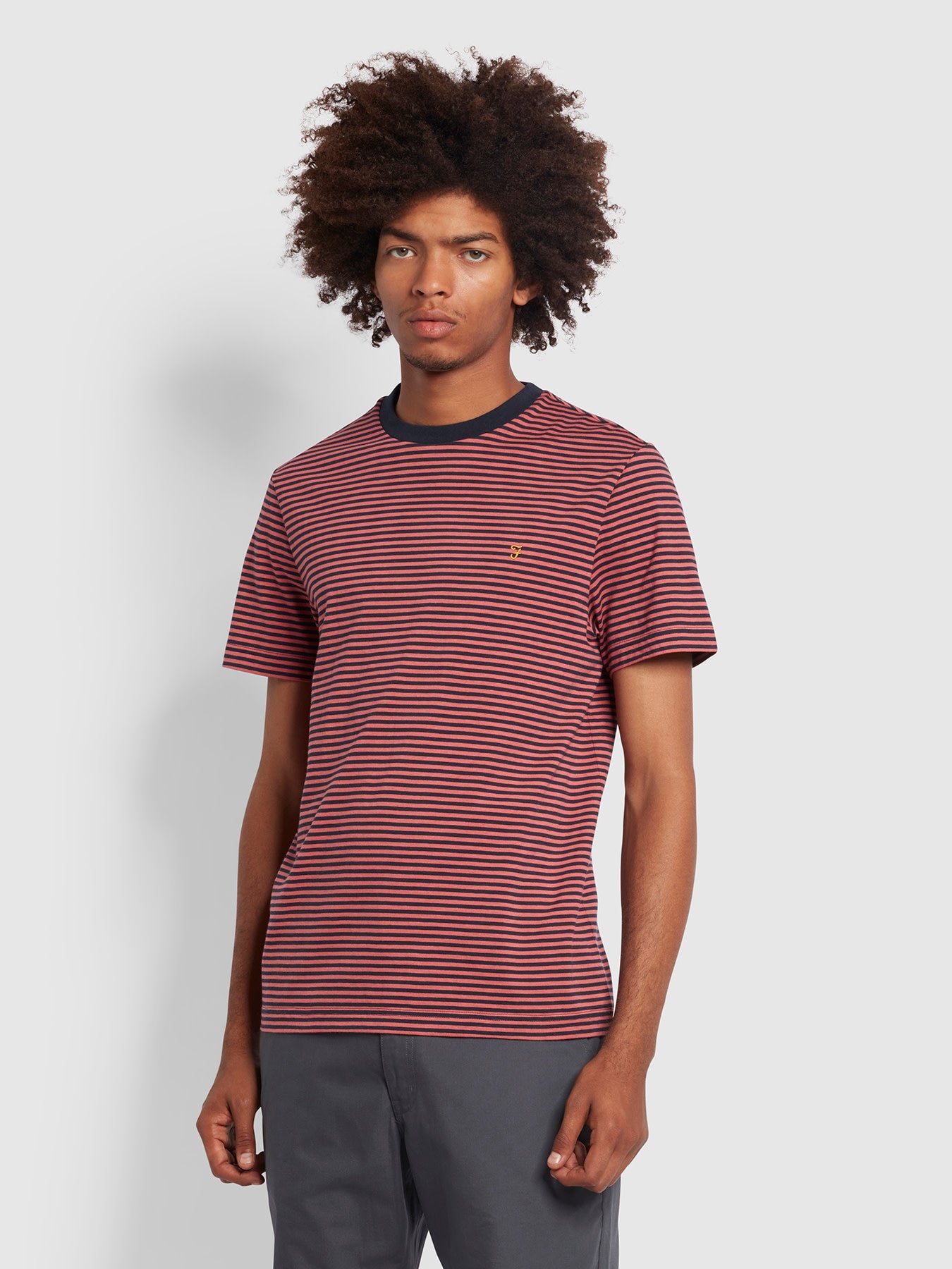 View Farah Daytona Regular Fit Striped Organic Cotton TShirt Pink Mens information