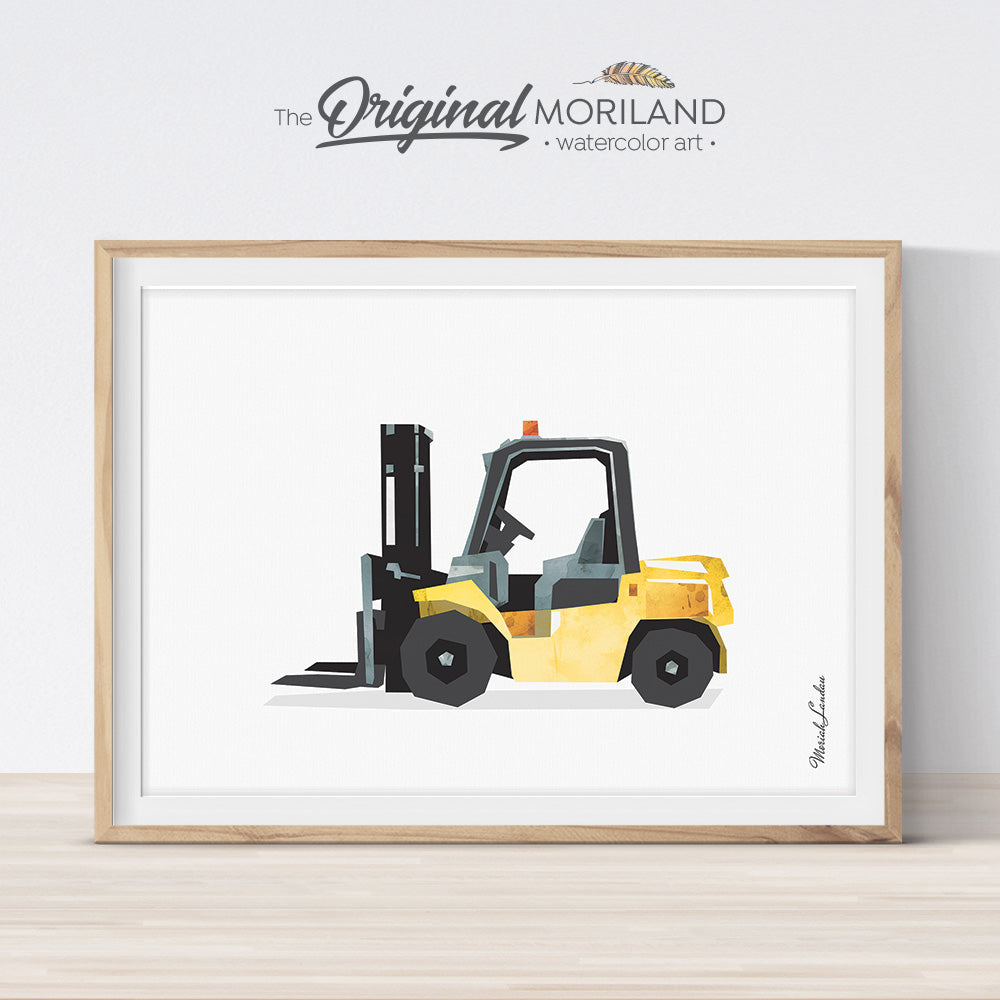 Yellow Forklift Print Printable Art Moriland