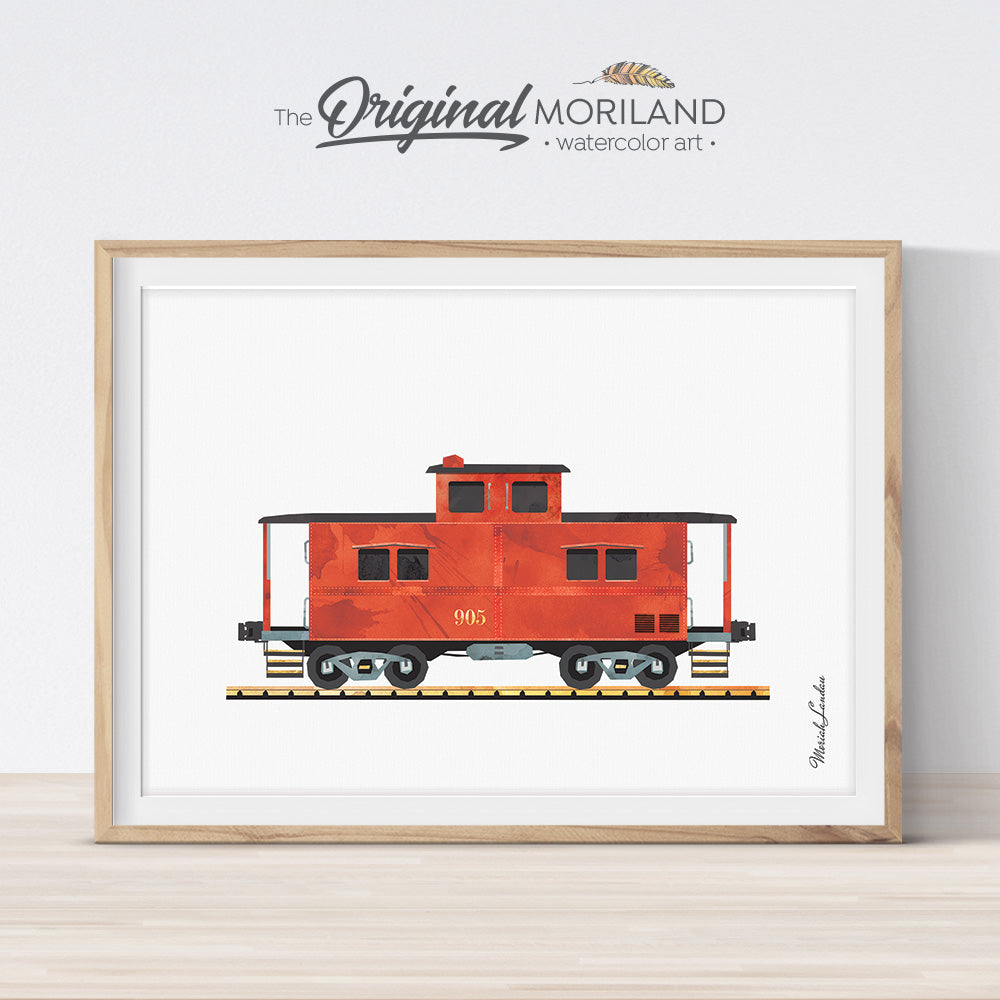 Red Caboose Print Printable Art