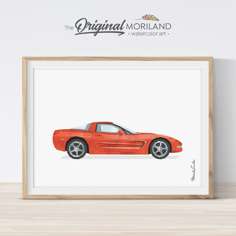 Red Sports Car Print Printable Art Moriland