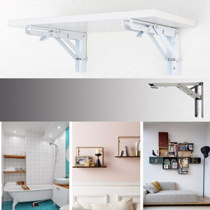 Wall Mounted Collapsible Shelf Bracket Set For 2