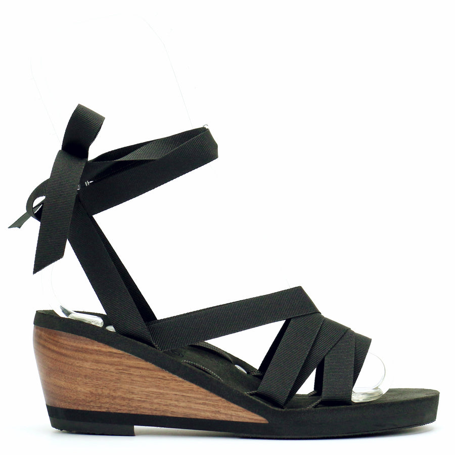 black ribbon sandals