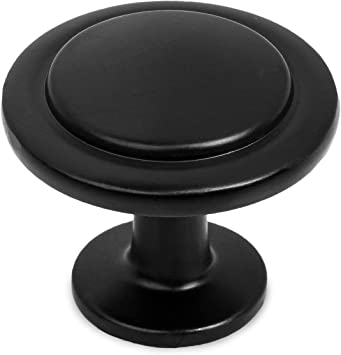 15Pack Alpine Hardware Cabinet Hardware Round Knob- 1-1/4"Diameter(Satin Black)