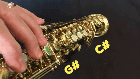 Does your soprano saxophone have a tabbed G# key that opens when low C# pad opens?