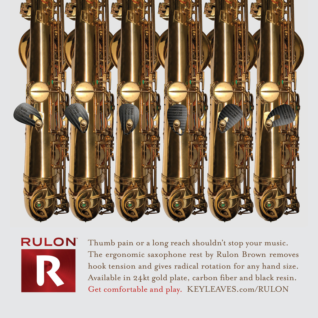 The RULON saxophone thumb rest removes the thumb hook and allows for comfortable pain free playing. It works to relieve pain for small or large hands when playing saxophone.