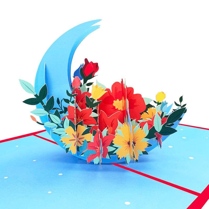 Creative Moon Flower 3D Greeting Card For Craft