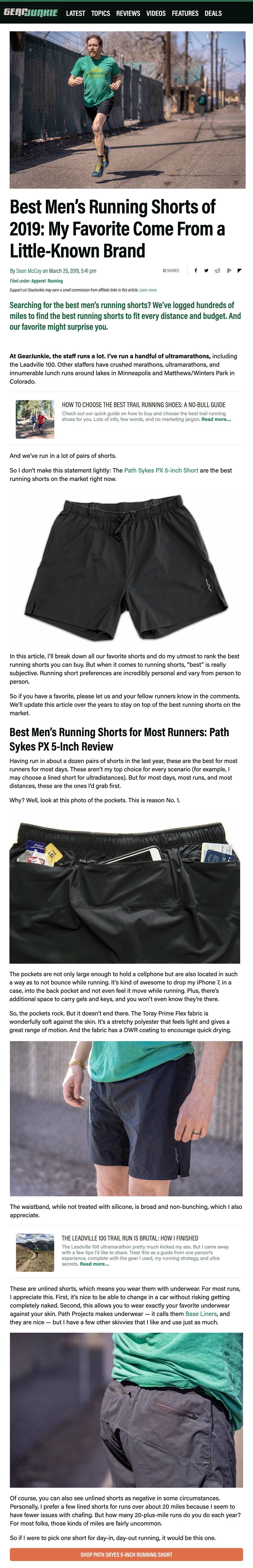 Sykes PX 5" Short featured in Gear Junkie