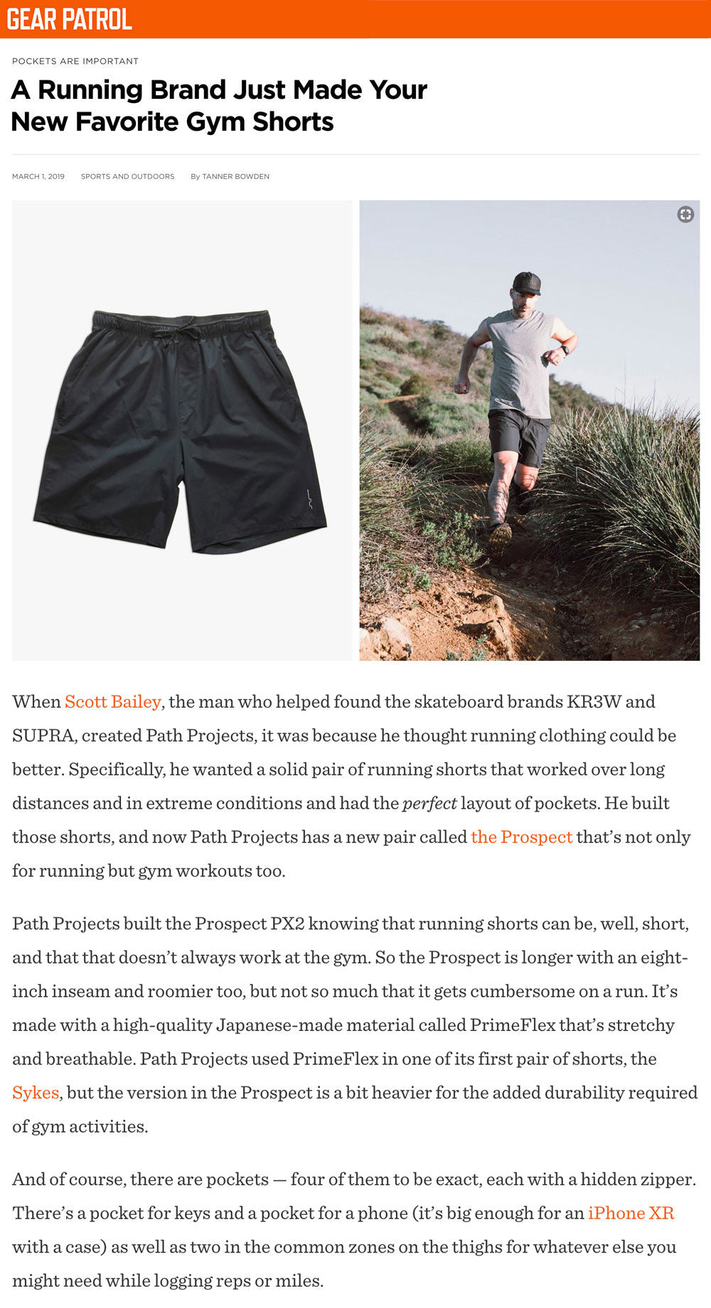 PATH projects Prospect Shorts featured on Gear Patrol