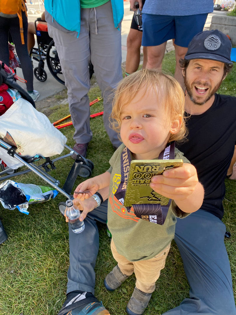 Jason Cohen and kid Leadville 100 running