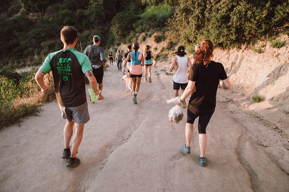 picking up trash while running