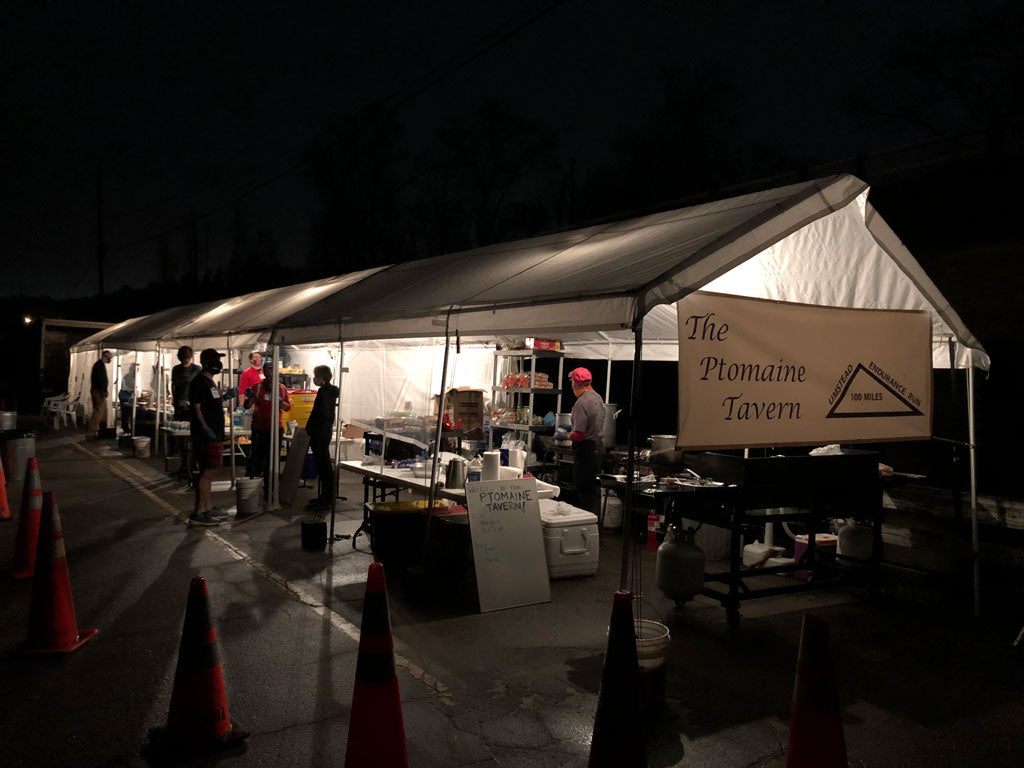 ultra running aid station at night